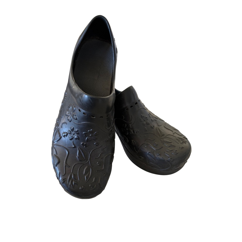 Dansko Professional Pixie Eva Clogs Black Embossed Slip Resistant Shoes EU 37